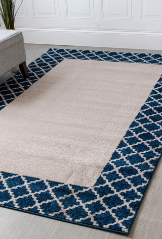 Albert Lattice Print Rug - White and Blue - 5' X 8'