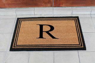 A1HC Black/Beige Coir Monogrammed Doormat 24"x39" , R