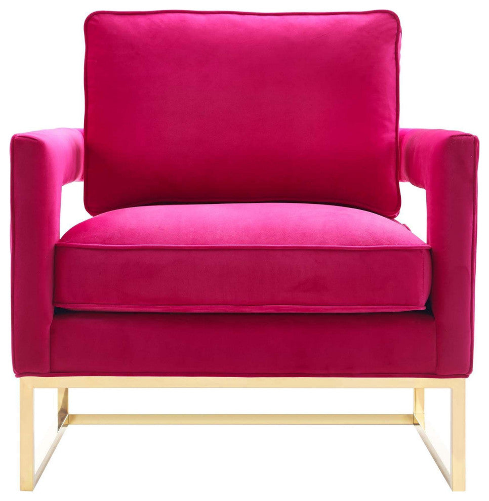 Avery Pink Velvet Chair With Polished Gold Base