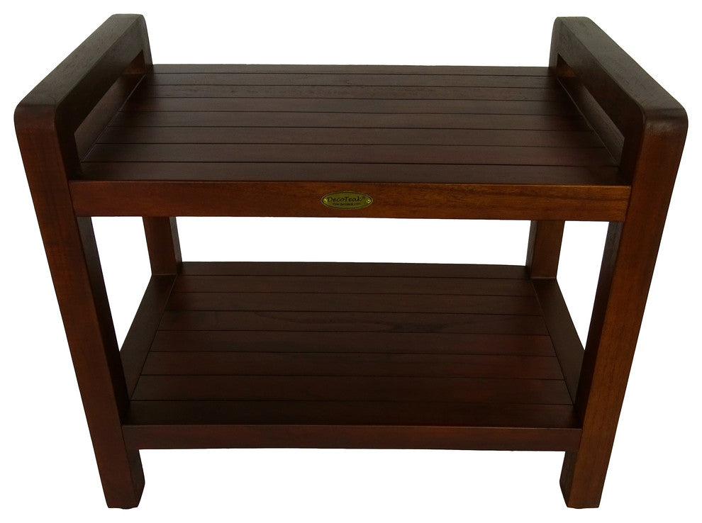 Classic Teak Shower Bench With LiftAid Arms, 24"x18"