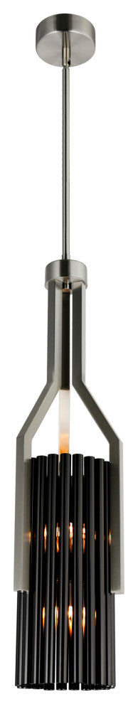 Fermont 6 Light Satin Nickel and Pearl Black Mini Pendant