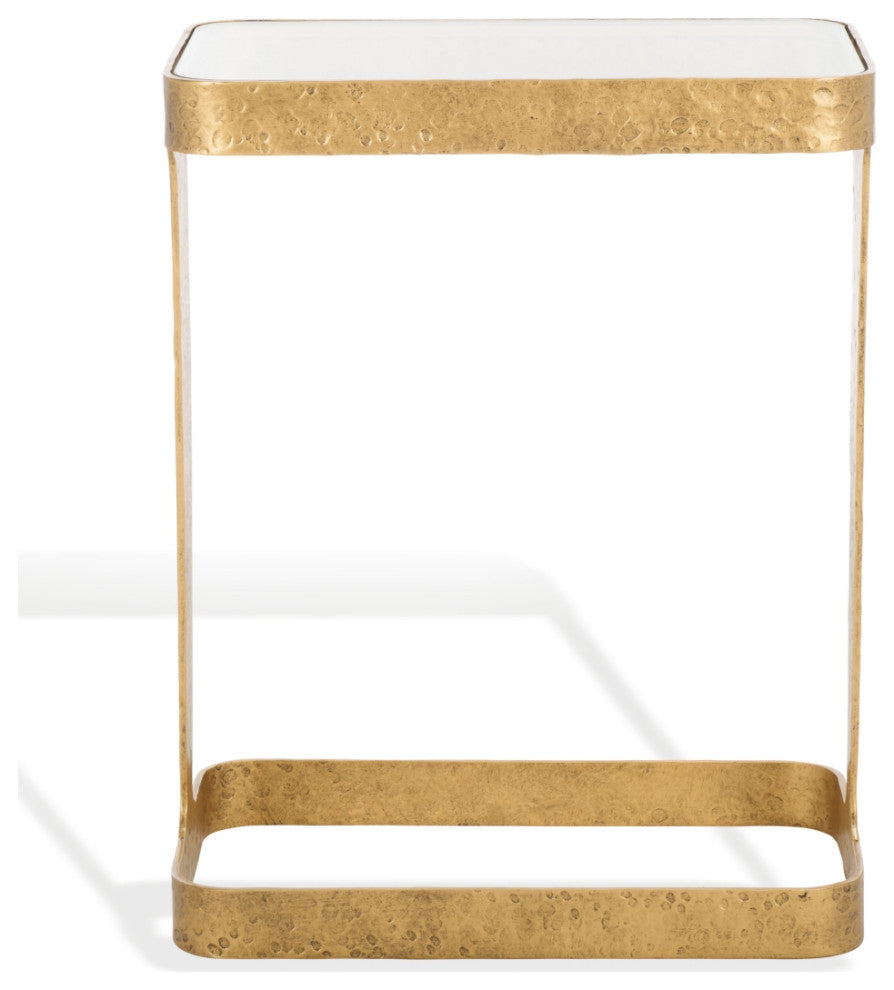 Safavieh Couture Viktor Metal Accent Table, Brass/Clear