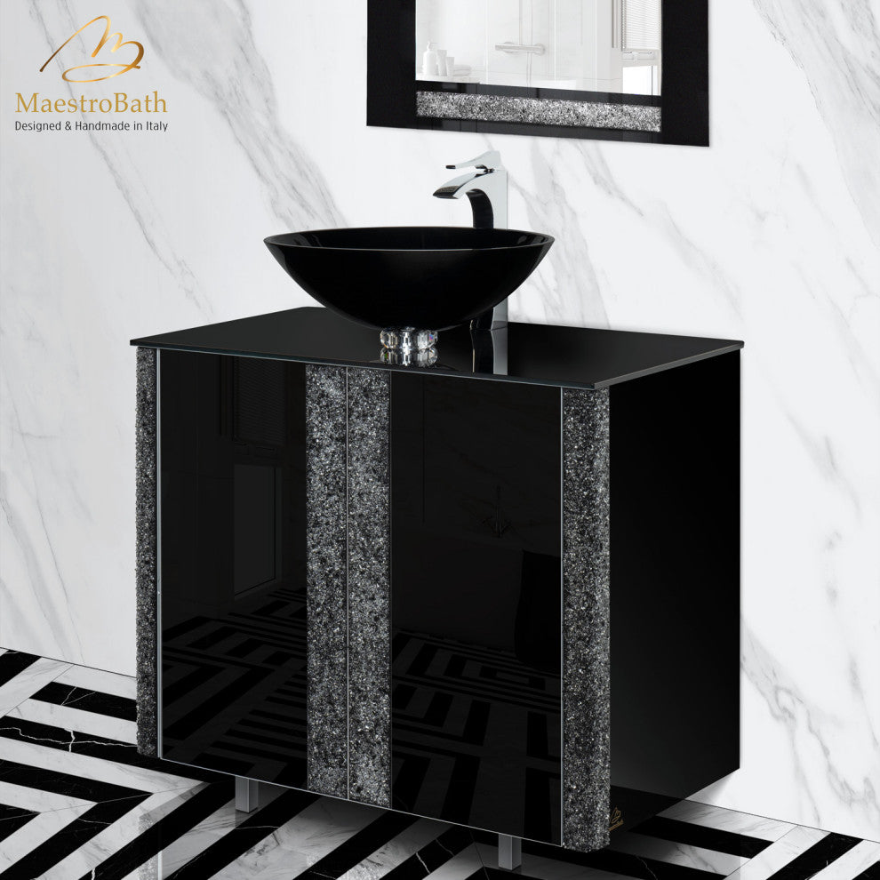 Balia Luxury Crystal Bathroom Vanity, Single Sink, Free Standing