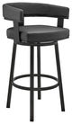 Cohen Swivel Bar Stool, Faux Leather, Black Finish Paint Frame and Black, 30"