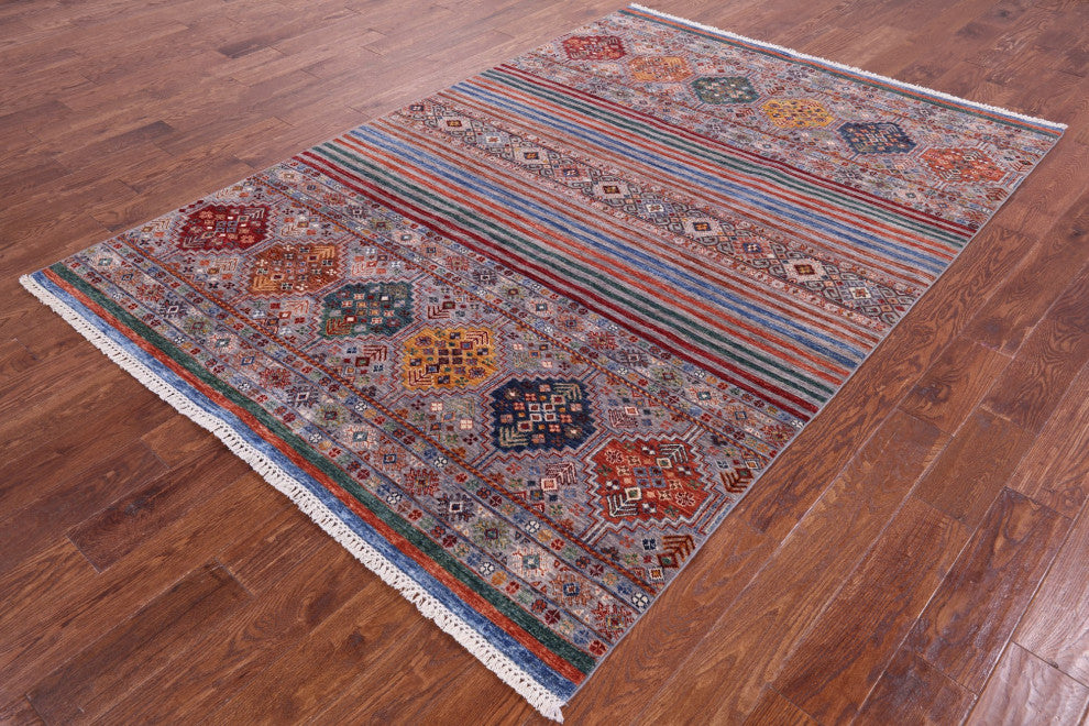 5' 10" X 8' 4" Super Kazak Khorjin Hand-Knotted Wool Rug Q10226