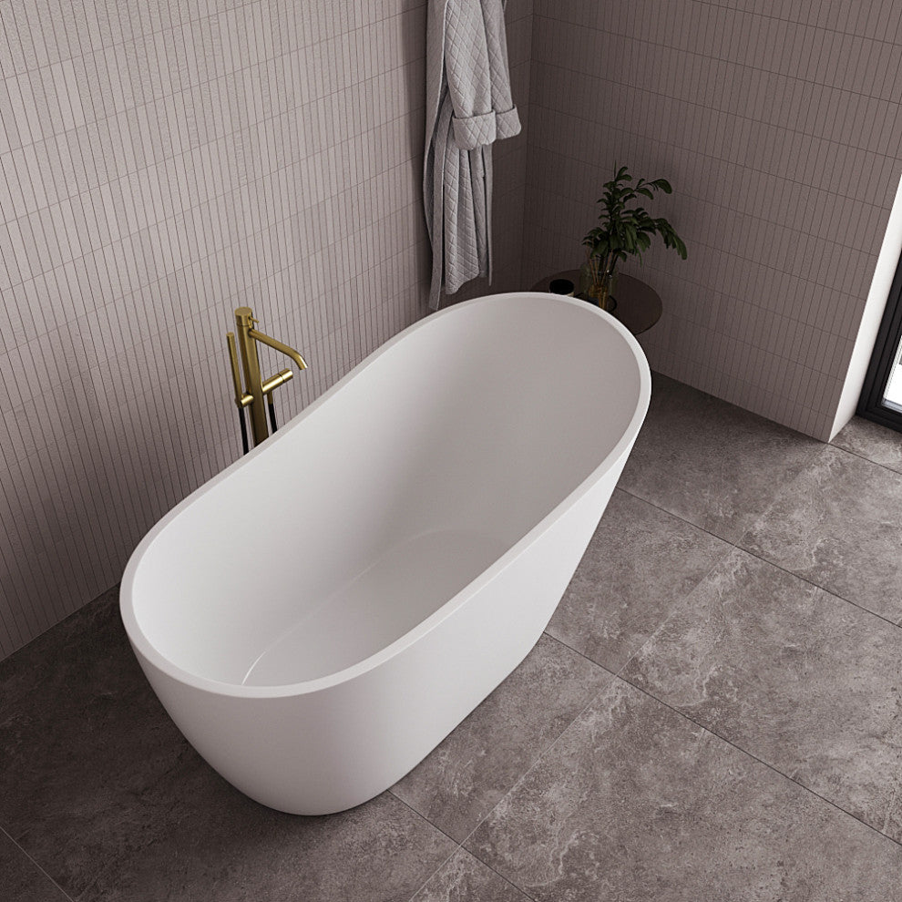 55" Streamline NDR-342-12-BBR Freestanding Tub, Tray, Drain in Brushed Brass