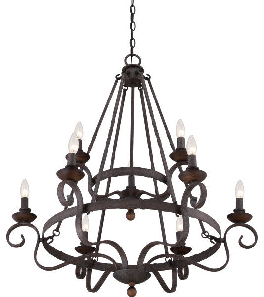 Noble 9-Light Chandelier, Rustic Black