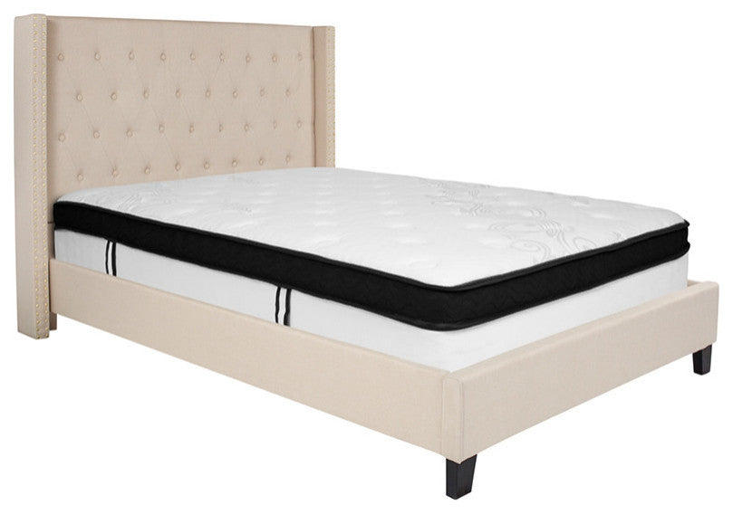 Riverdale Tufted Bed With Accent Nail Trim/Memory Foam Pocket Spring Mattress