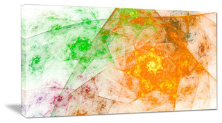 Green Yellow Rotating Polyhedron, Oversized Abstract Canvas Art Print, 60x28
