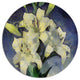 White Lilies On Blue Watercolor, Floral Round Wall Art, 36"