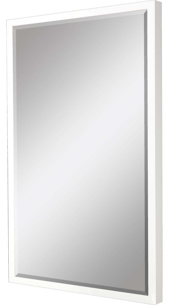 Framed Beveled Mirror, White, 32"x74"