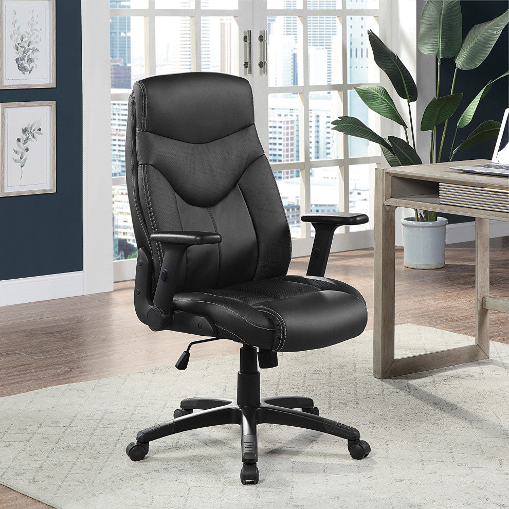 Executive High Back Black Bonded Leather Office Chair