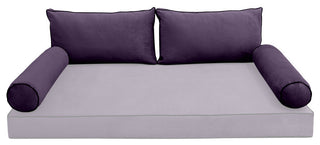 STYLE V2 Full Velvet ContrastPipe Indoor Daybed Bolster Pillow |COVER ONLY|AD339