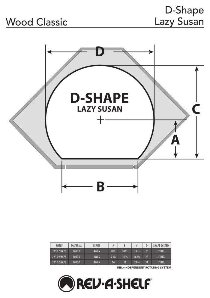 Wood D-Shape Lazy Susans for Corner Base Cabinets With Swivel