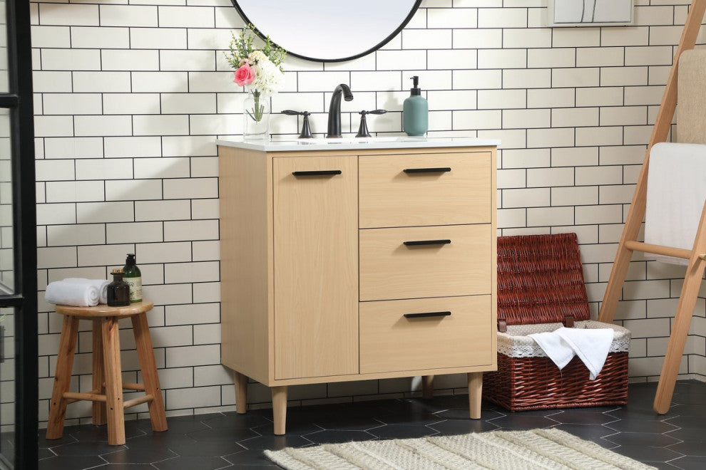 Elegant Decor Baldwin Bathroom Vanity Maple