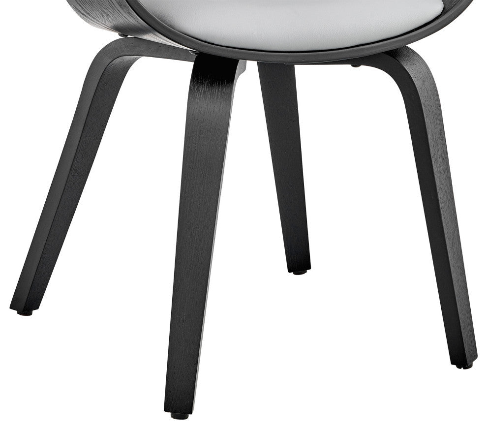 Adalyn Faux Leather and Wood Dining Room Accent Chair, Gray and Black