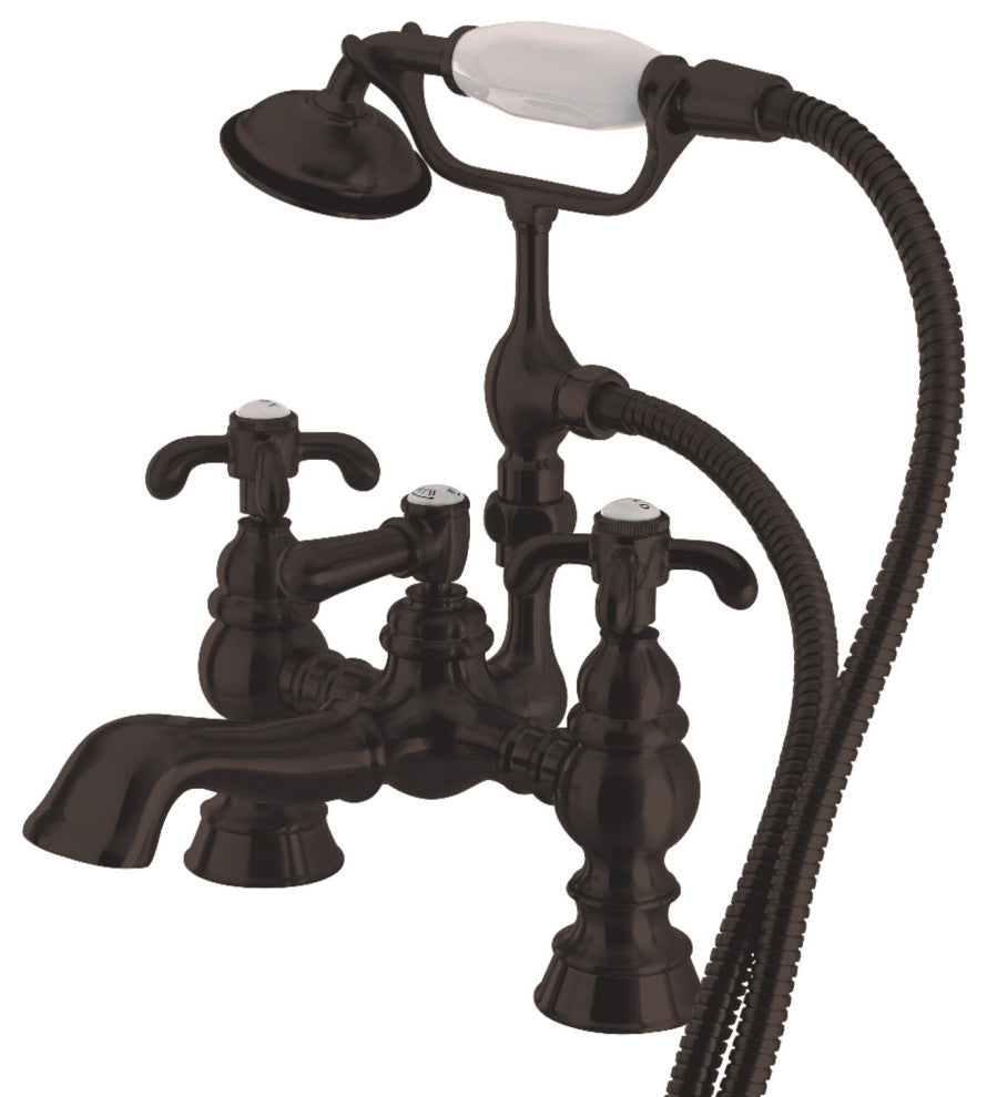 Kingston Brass 7" Deck Mount Tub Faucet With Hand Shower, Oil Rubbed Bronze