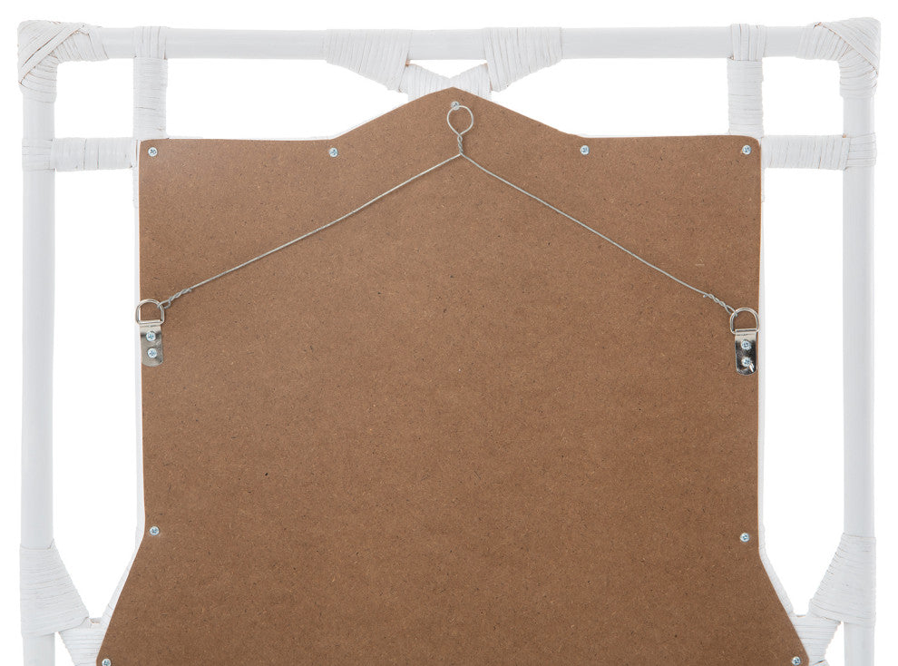 Rectangular Rattan Decorative Chippendale Wall Mirror, White