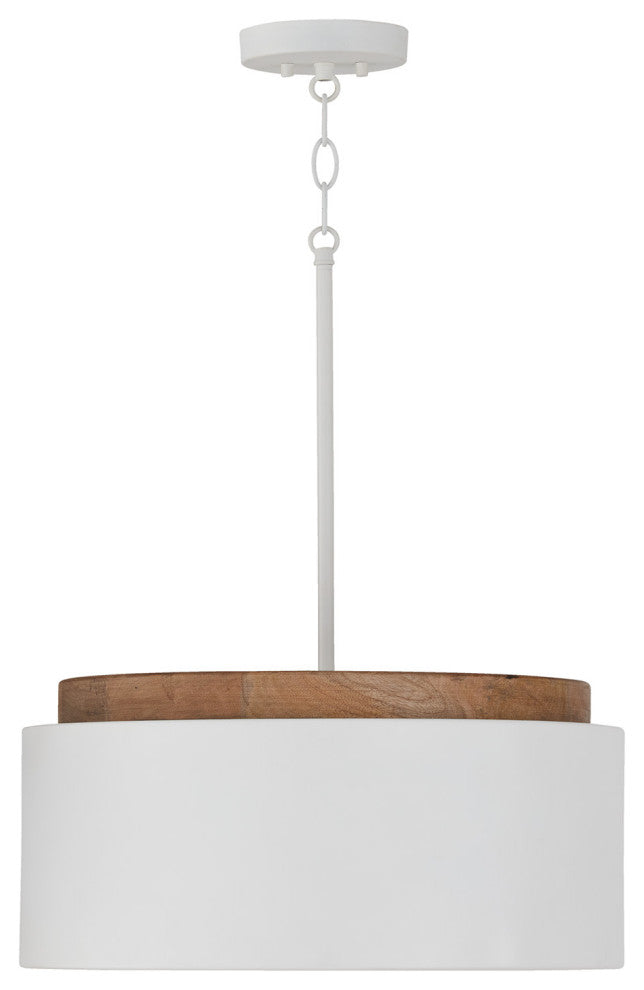 Capital Lighting 350912 Liam 18"W Wood Pendant - Light Wood / White