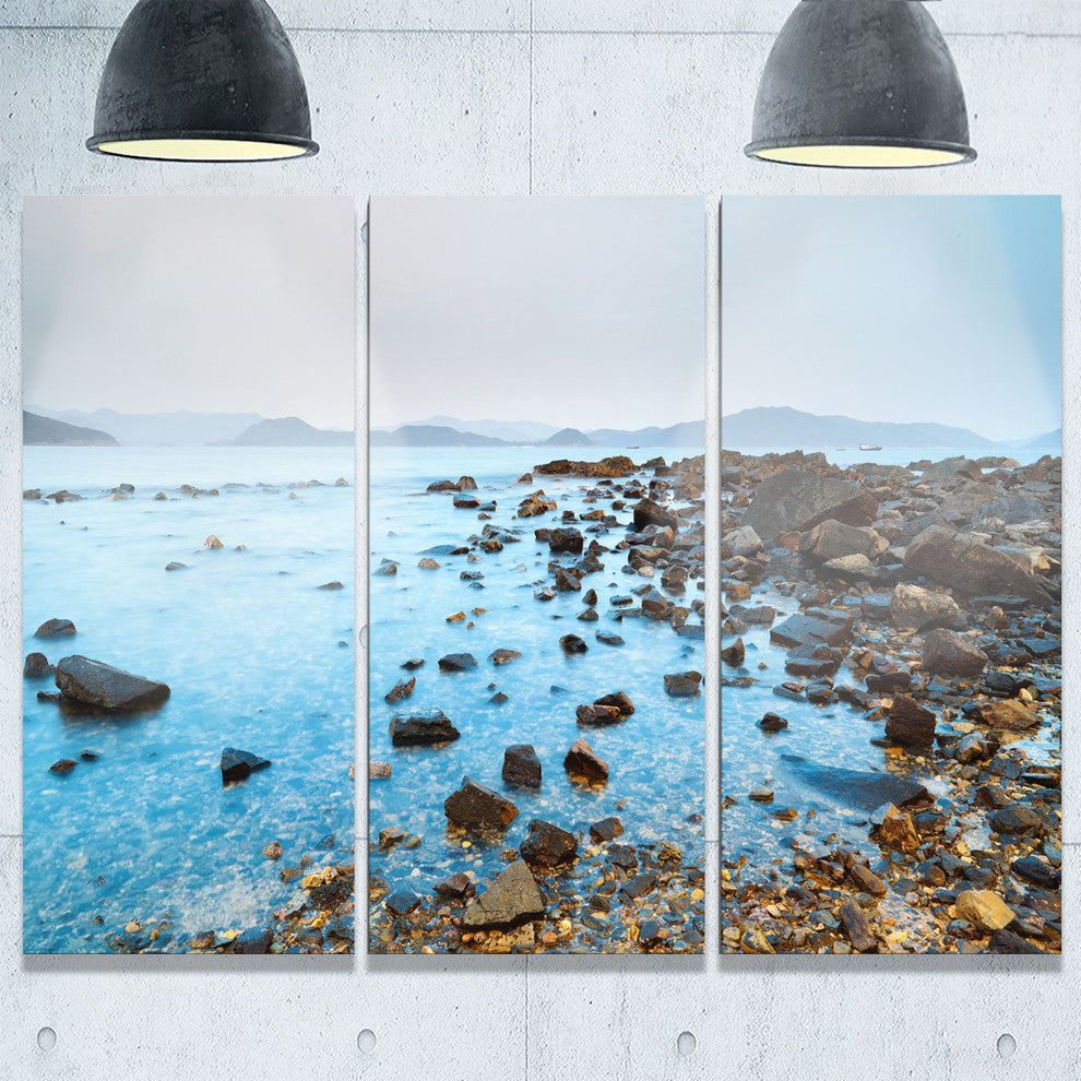 "Hong Kong Port Shelter Stony Beach" Metal Wall Art, 3 Panels, 36"x28"