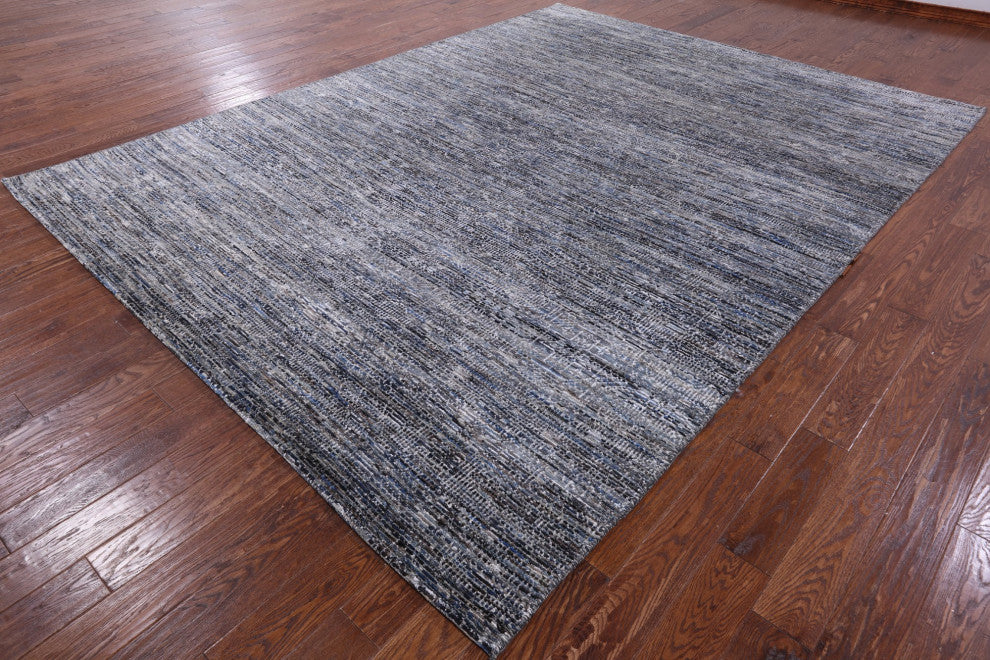Wool and Silk Modern Handmade Rug 9' 0" X 11' 11" Q8590