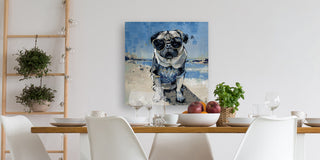 "Cool Pug" Painting Print on Wrapped Canvas, 48"x48"