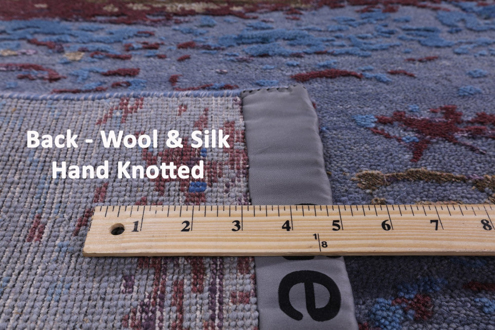 Wool and Silk Abstract Hand-Knotted Rug 9' 0" X 11' 11" Q8782