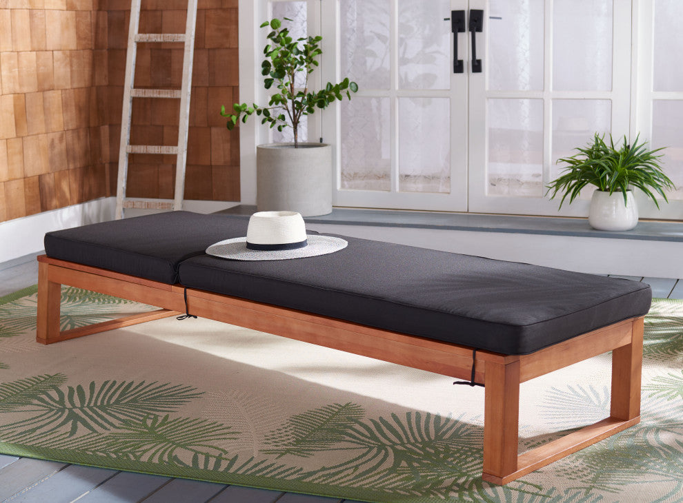 Safavieh Solano Sunlounger, Natural Wood/Black
