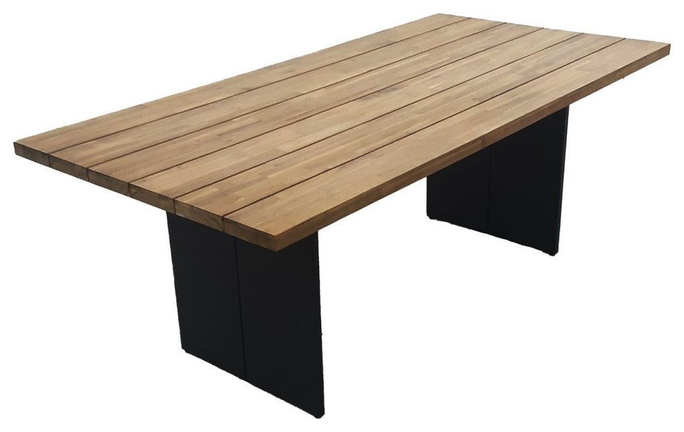 Naples 79" Wide Steel Outdoor Dining Table, Brown