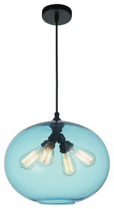 Glass Light Down Mini Pendant, Transparent Blue, 16 Inches