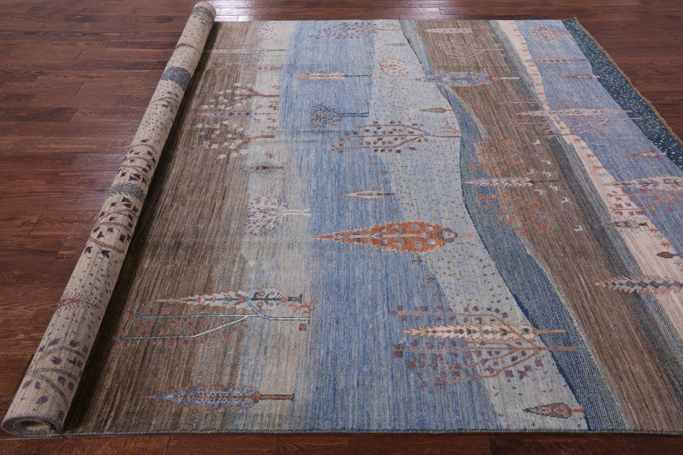 Handmade Persian Gabbeh Tribal Wool Rug 8' 10" X 11' 10" Q7924