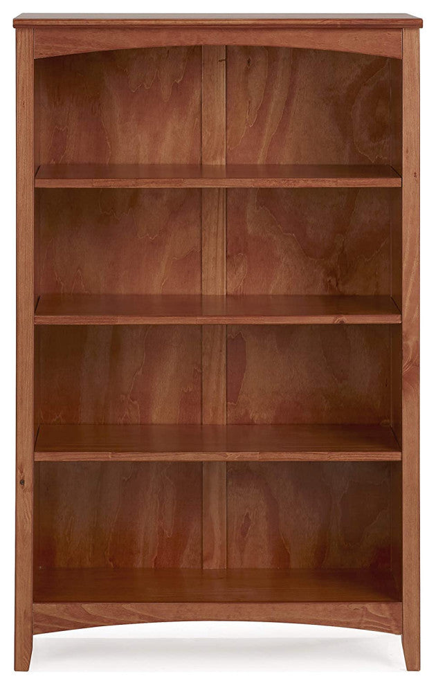 Traditional Bookcase, 4 Open Shelves With Closed Back, Brown
