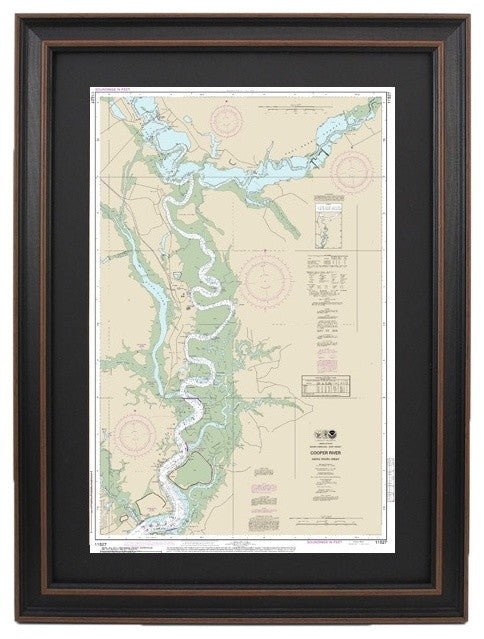 Poster Size Framed Nautical Chart, South Carolina's Cooper River, 24x36