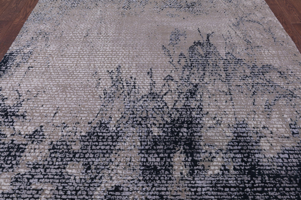 6' 6" X 9' 8" Wool and Silk Modern Hand Knotted Rug Q7127