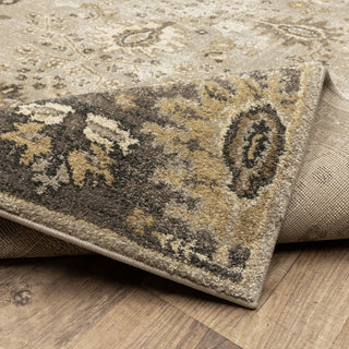 Fleming Wide Border Stone and Tan Area Rug, 5'3"x7'6"