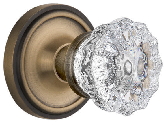 Single Classic Rosette With Crystal Knob, Antique Pewter, Antique Brass, Single