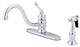 Kingston Brass Single-Handle Kitchen Faucet With Brass Sprayer, Polished Chrome