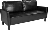 Washington Park Upholstered Sofa, Black Leather