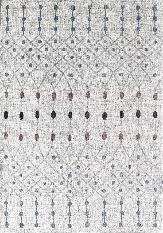 Jade La Paloma White  Moroccan Tribal Ivory Recycled Area Rug, 2'6" X 8'