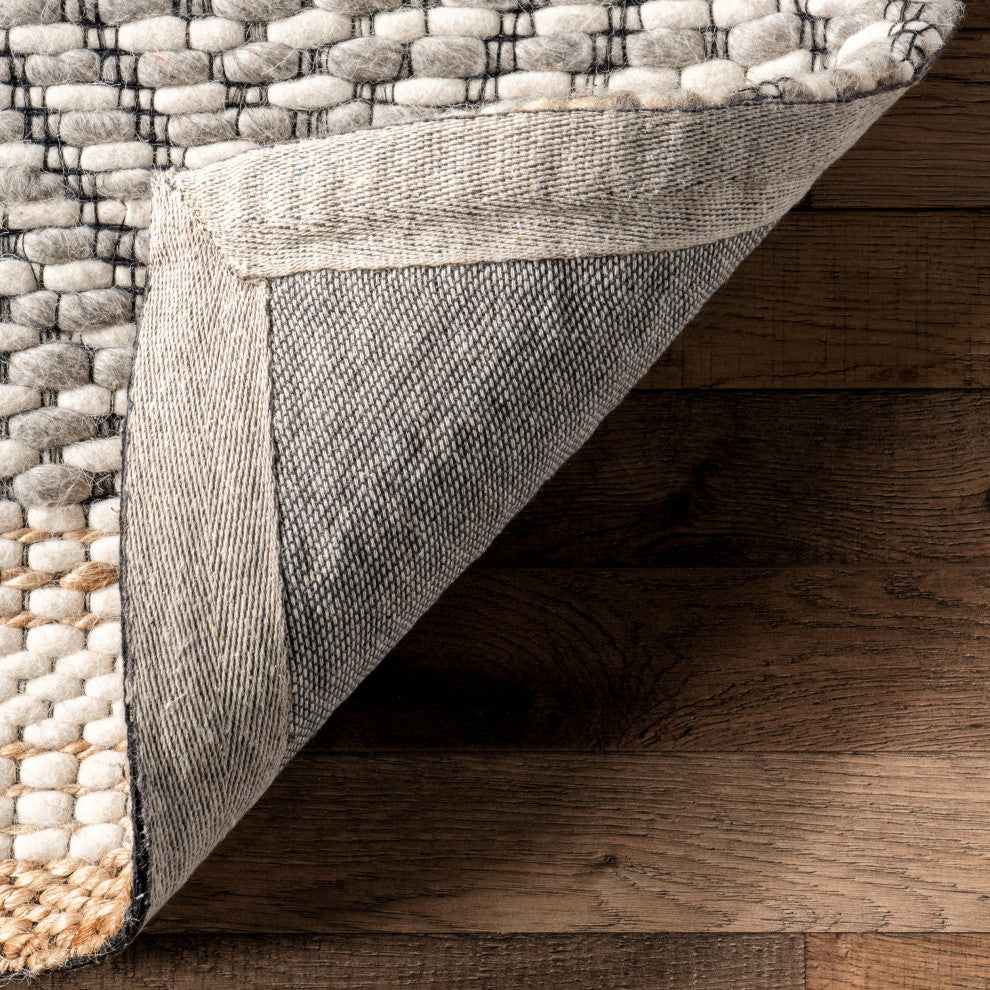 Nuloom Laura Bohemian Trellis Wool and Jute Rug, Ivory 4' x 6'