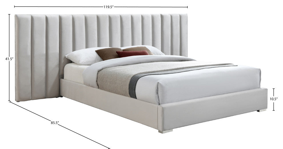 Pablo Velvet Upholstered Bed, Cream, King