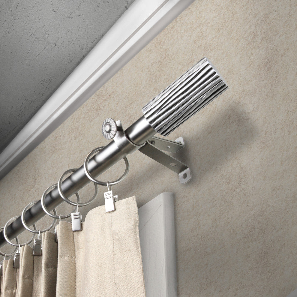 Cedar 3/4" Curtain Rod 28-48", Black, Satin Nickel, 18-28"
