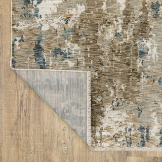Easely Modern Abstract Elements Beige/ Teal Area Rug, 5'3" x 7'6"