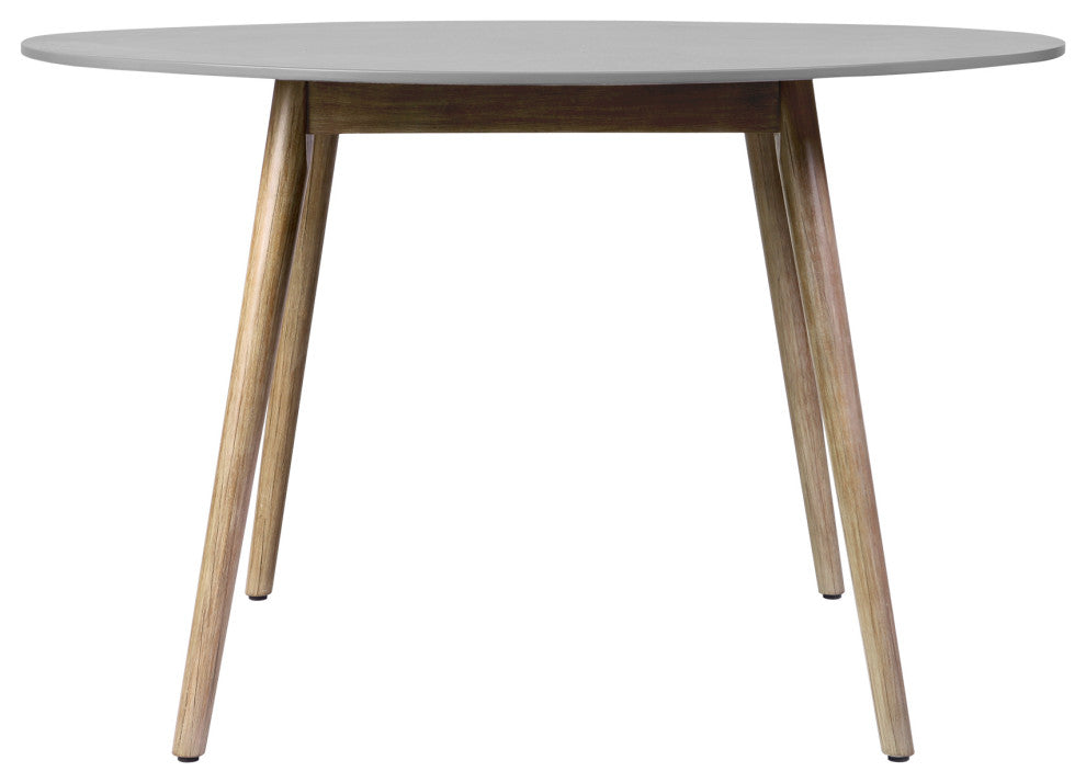 Sydney Outdoor Patio Round Dining Table, Light Eucalyptus and Gray Stone