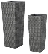 GDF Studio 2-Piece Eden Outdoor Wicker Flower Pots, Gray