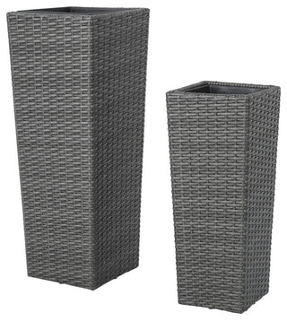 GDF Studio 2-Piece Eden Outdoor Wicker Flower Pots, Gray