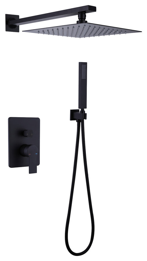 Pressure Balanced Shower System with Handheld Shower, Matte Black