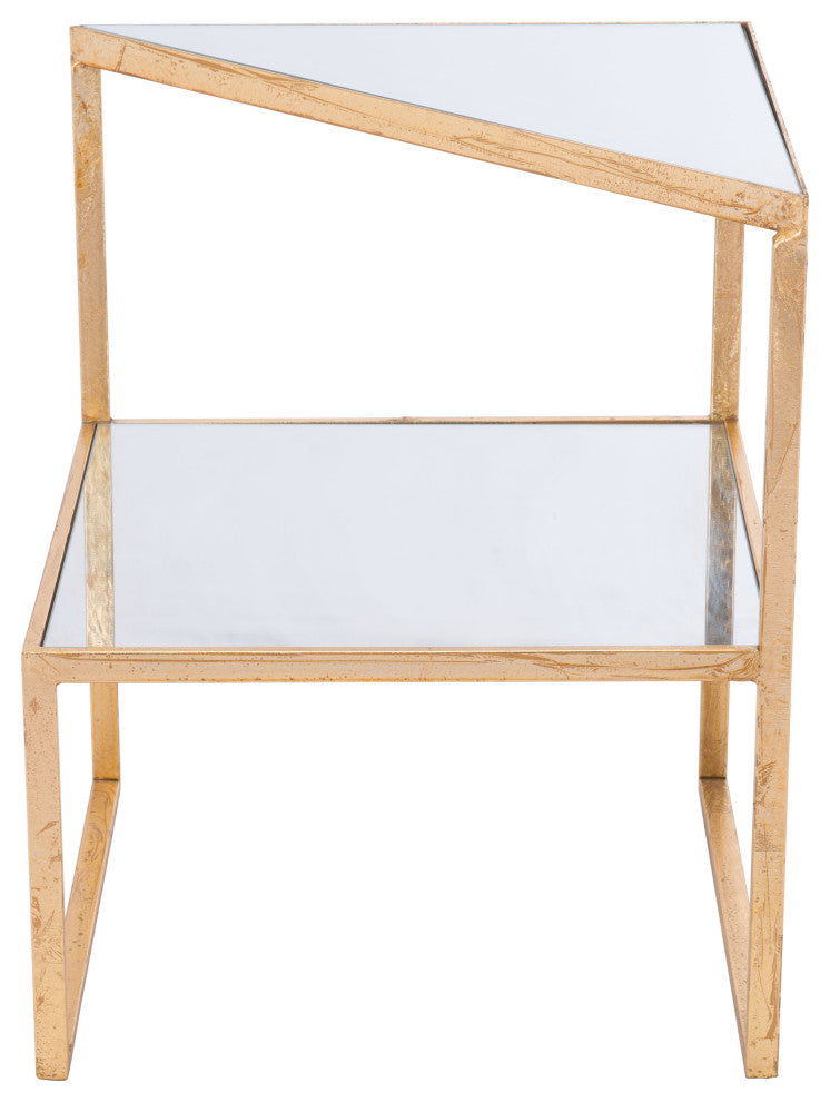 Planes Side Table Gold & Mirror