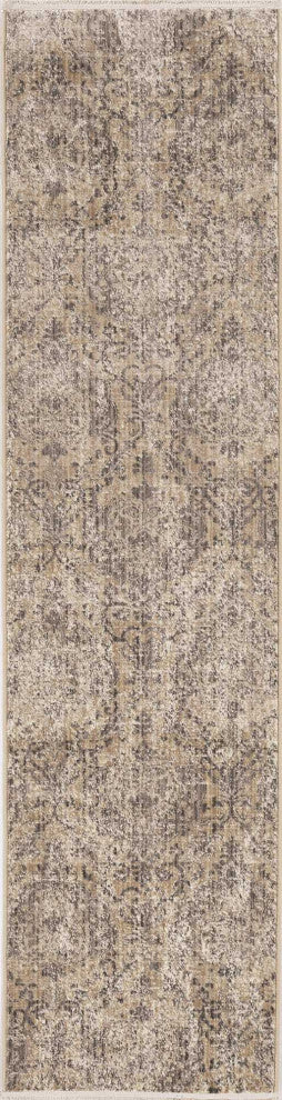 HomeRoots 7' Round Polyester Beige Area Rug