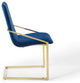 Pitch Performance Velvet Dining Armchair - Gold Navy